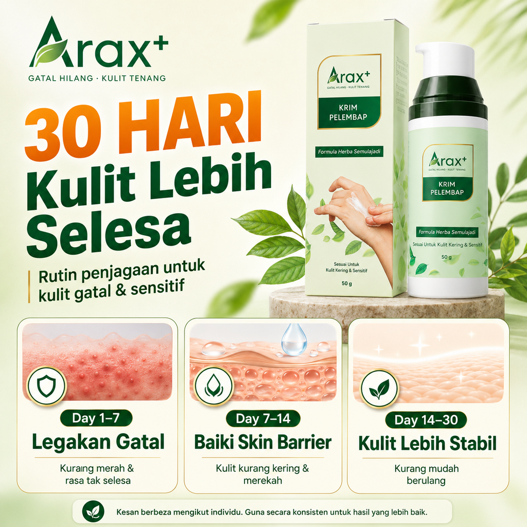 Arax+ Krim 【Kulit Gatal/Kering/Ekzema-Prone/Sensitif/Kurap】