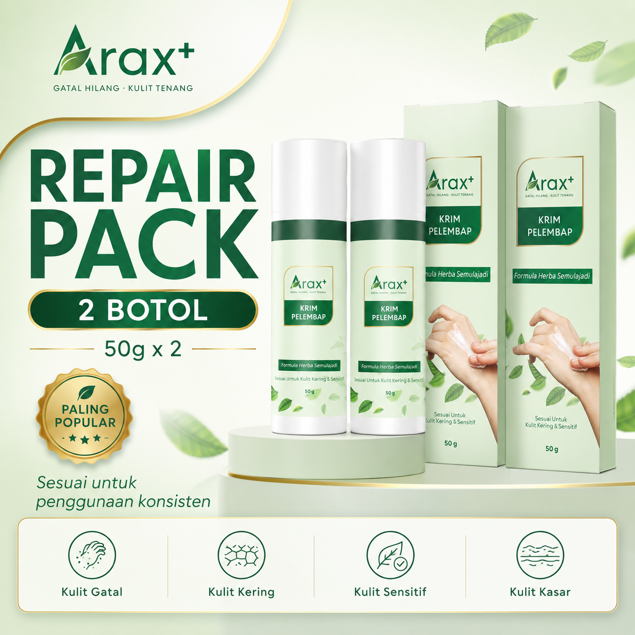 Arax+ Krim 【Kulit Gatal/Kering/Ekzema-Prone/Sensitif/Kurap】