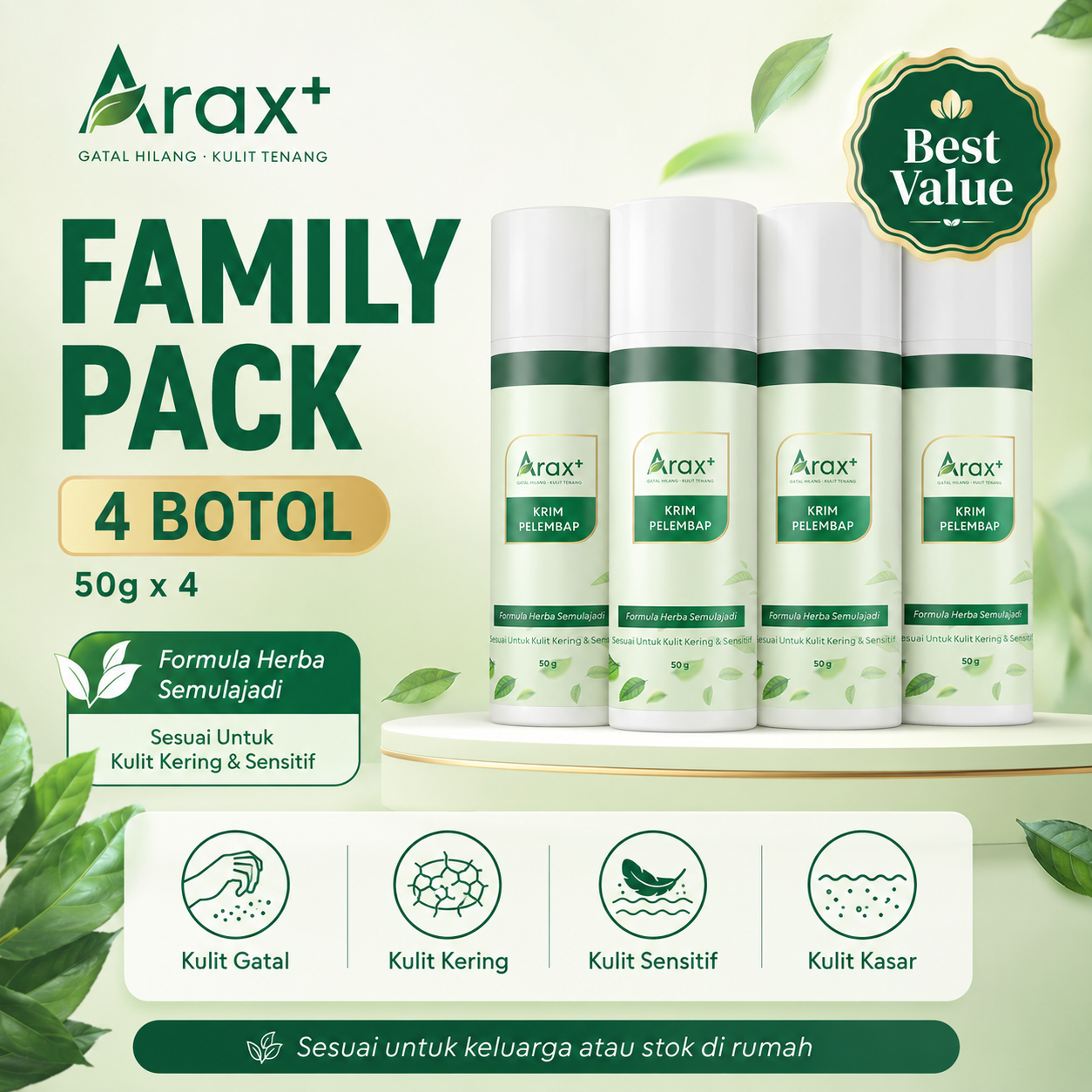 Arax+ Krim 【Kulit Gatal/Kering/Ekzema-Prone/Sensitif/Kurap】